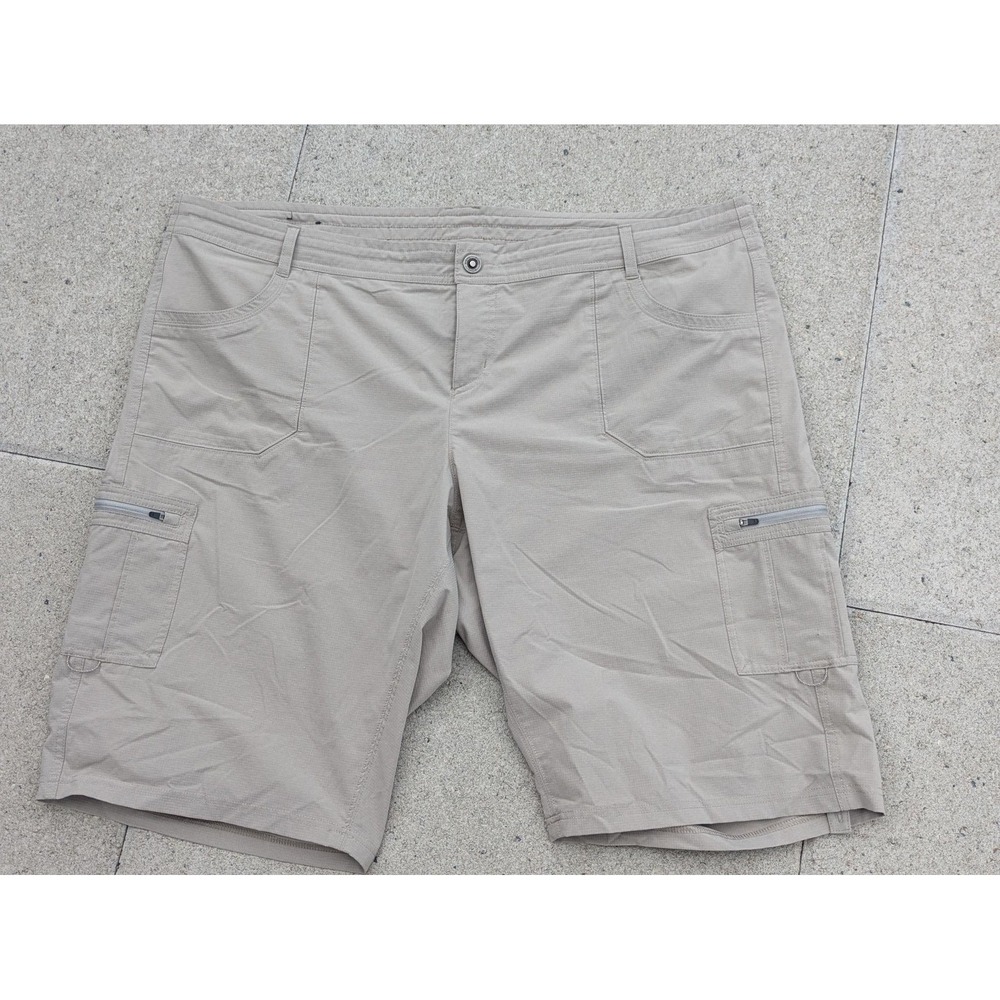 Kuhl Shorts Mens 46" Beige Hiking Cargo Zip Pocket 13 Inseam Outdoor Plus